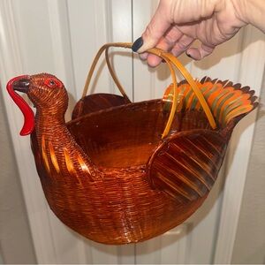 rare vintage handmade woven wicker rooster basket made in japan